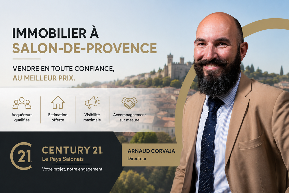 Portrait d’Arnaud Corvaja, directeur de l’agence Century 21 Le Pays Salonais  à Salon-de-Provence, spécialiste de la vente, de l’achat et de l’estimation immobilière sur Salon-de-Provence et ses environs.