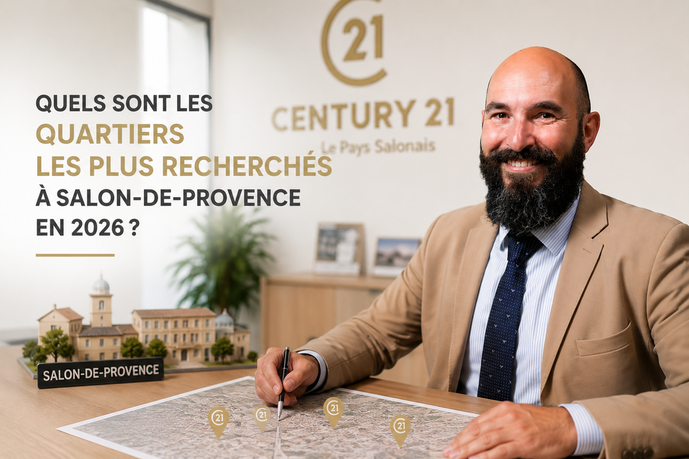 Arnaud Corvaja, directeur de l'agence CENTURY 21 Le Pays Salonais, présente les secteurs les plus recherchés de Salon-de-Provence en 2026. Découvrez les quartiers qui attirent le plus d'acquéreurs et les critères qui influencent la valeur des maisons et appartements sur le marché immobilier salonais.